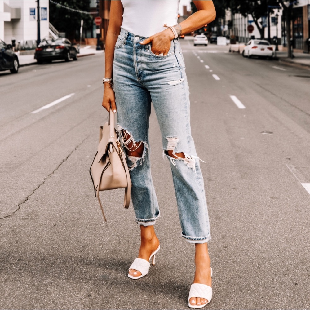 AGOLDE '90s Ripped Loose Fit Jeans Straight led distressed